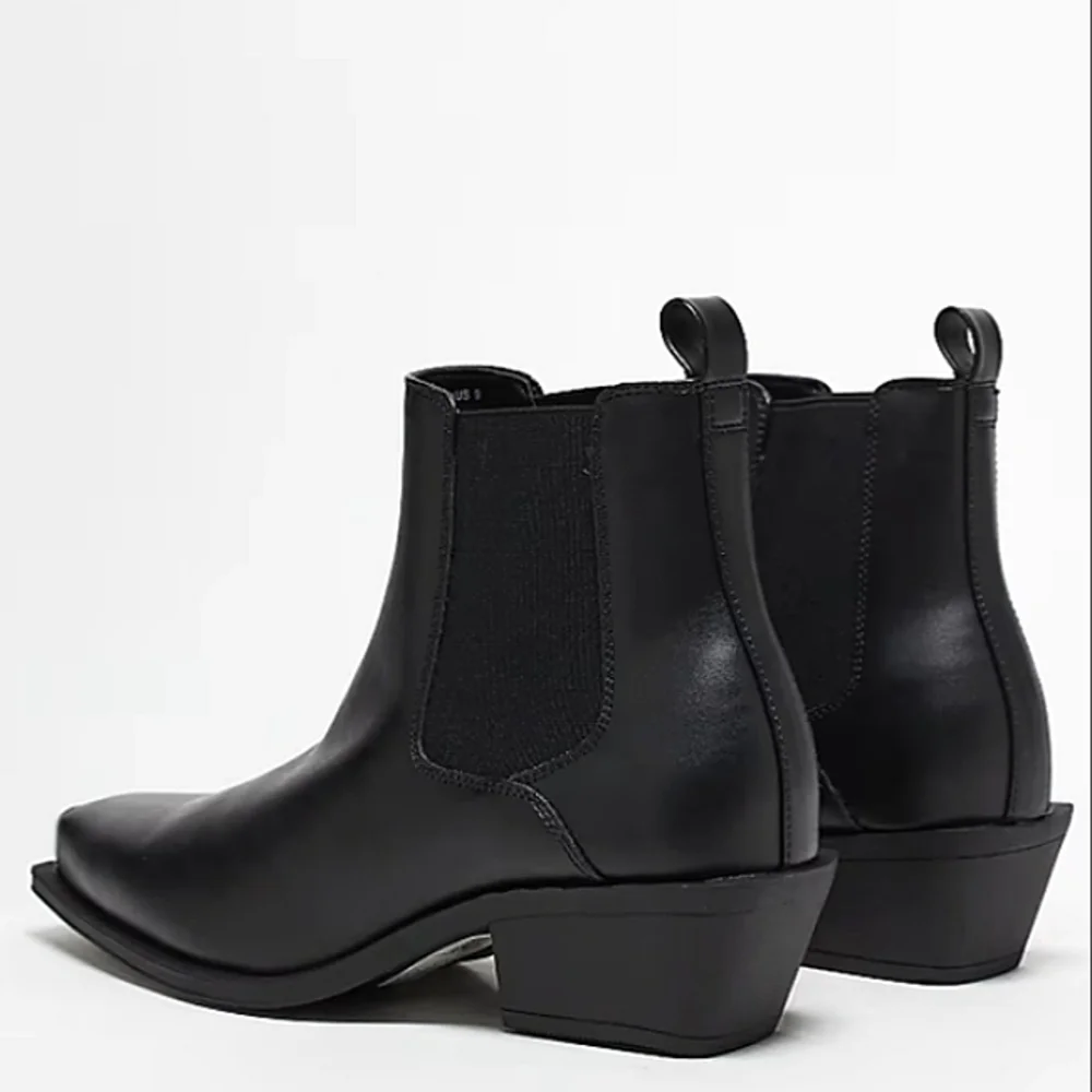 New w/o Box Asos Design Men's Cuban Heel Faux Leather Western Chelsea Boots